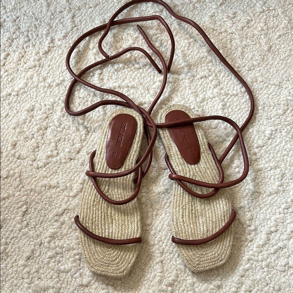 St. Agni Brown Strappy Sandals